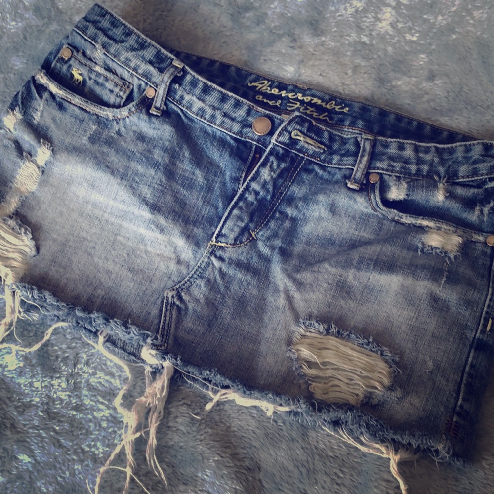 Abercrombie & Fitch distressed denim mini skirt